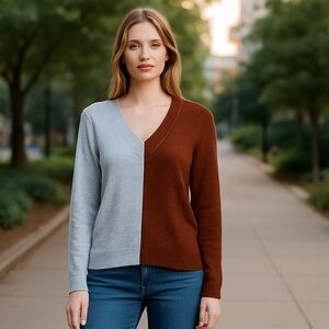 NWT Bartolini By Benedetto Mohair Wool Blend Sweater   two Tone Small